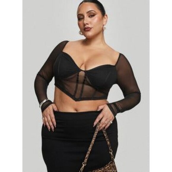 Princess Polly Maranta Long Sleeve Top Black Curve Size 14 - Picture 3 of 8